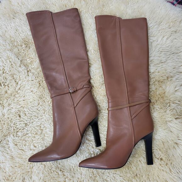 New Reiss Caitlin Leather Knee High Boots in Tan size 39 - Picture 2 of 14